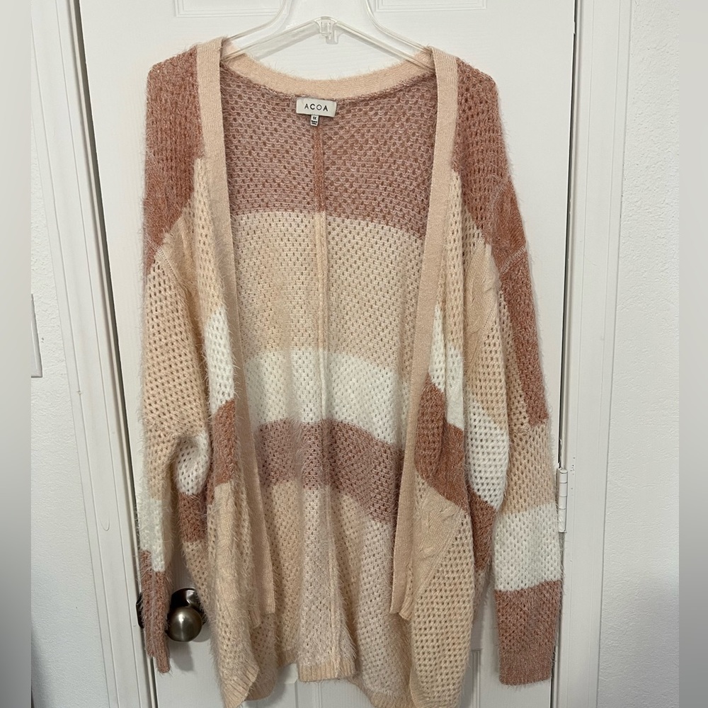Pink Ombre Striped Cardigan